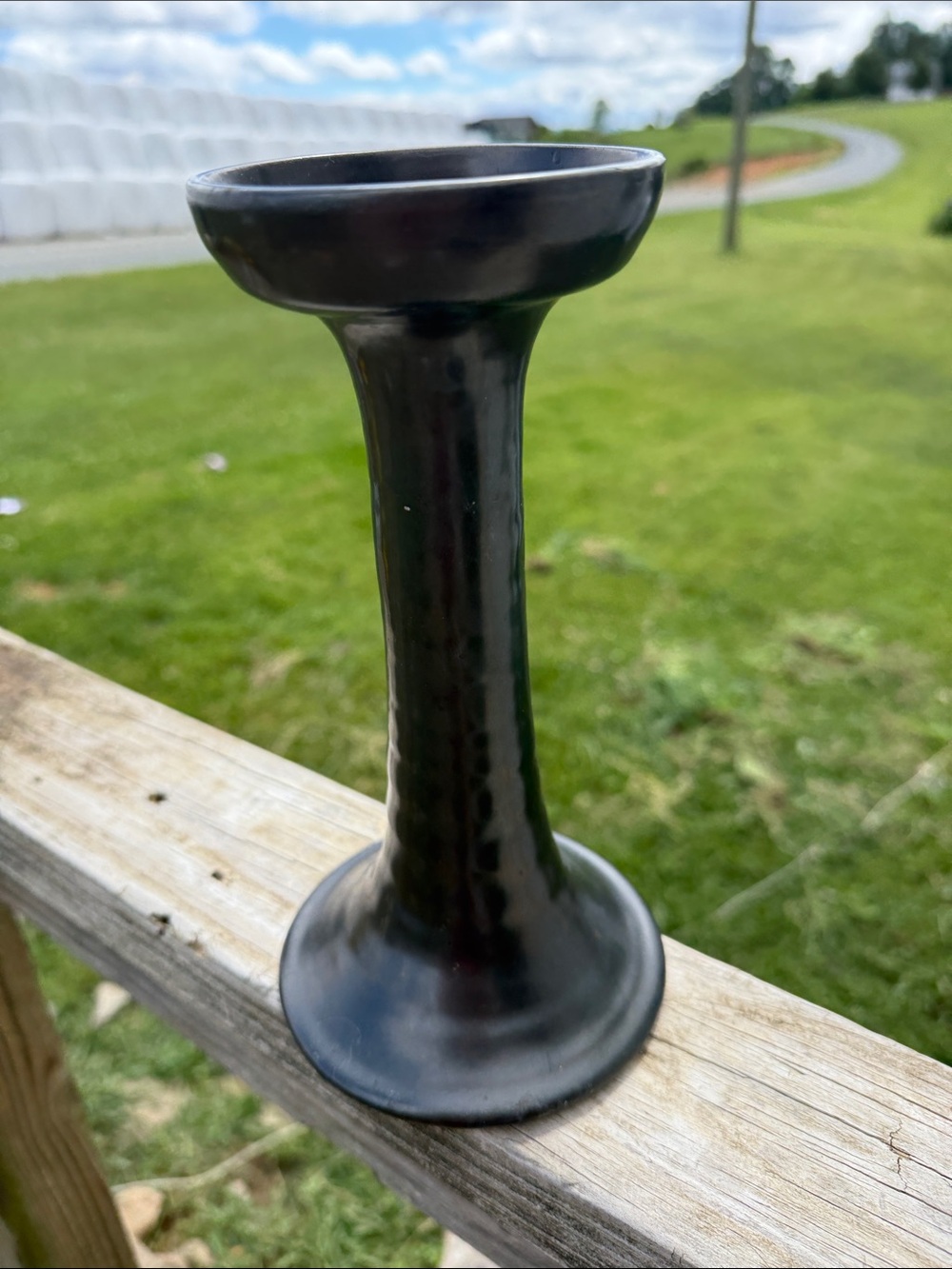 Black Ceramic Candle Holder - Elegant Taper Pillar Stand made d century